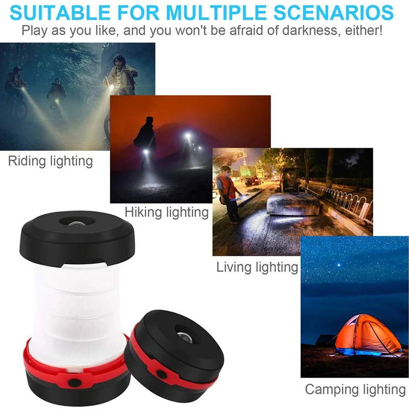 

Outdoor mini retractable folding tent lamp camping light LED flashlight portable folding lantern pocket torch LED Small lantern