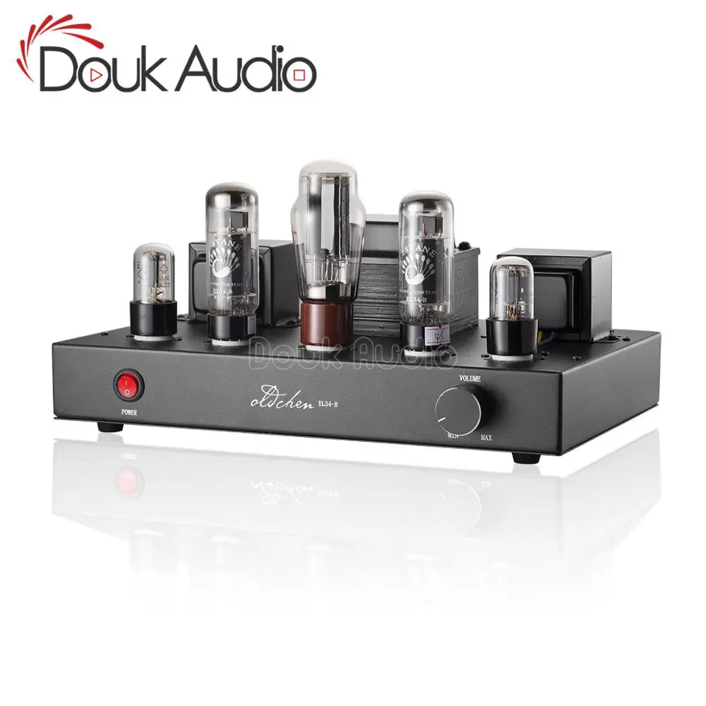 Douk аудио Обновлено 6N9P Push EL34 усилитель клапанной трубки ручной работы леса Hi-Fi стерео класса A усилитель мощности
