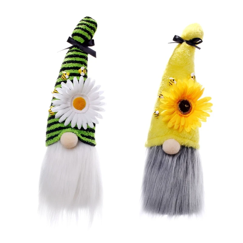

H051 Sunflower Garden Gnome Easter Bee Gnomes Scandinavian Swedish Nisse Tomte Ornaments Farmhouse Tiered Tray Decor