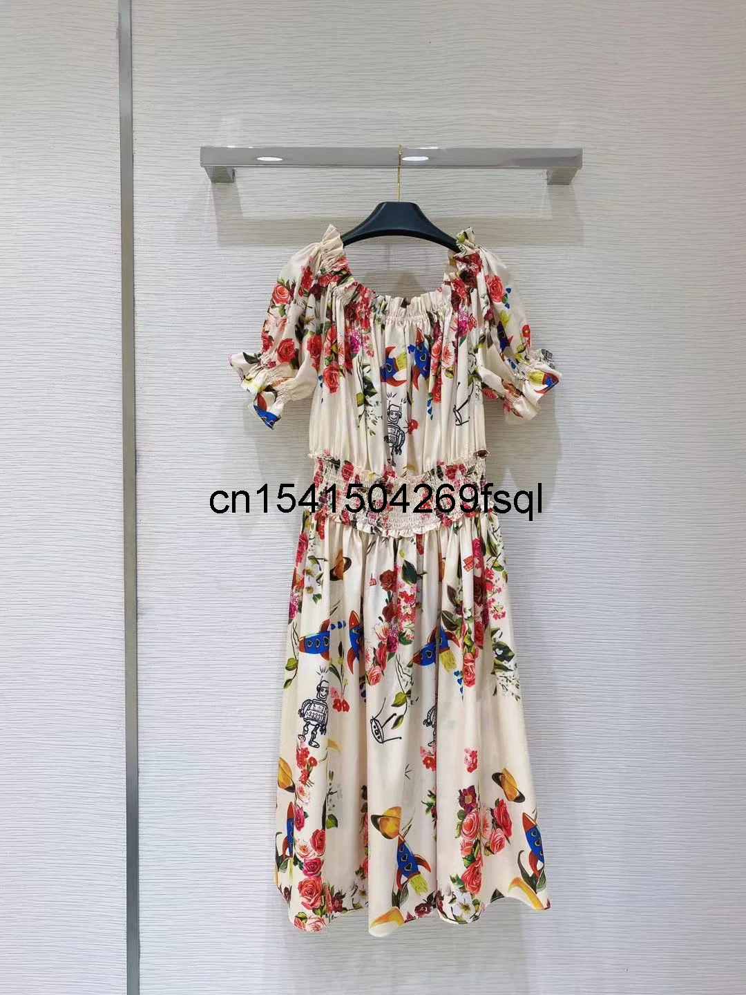 

Женское платье с коротким рукавом, модельное винтажное платье с эластичным поясом и вырезом-лодочкой, платья с изображением благородных пе...