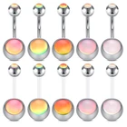 14 г для пирсинга, из хирургической стали с двухголовой опал пупка Кольца пирсинг для пупка Ombligo 58 мм шар Nombril