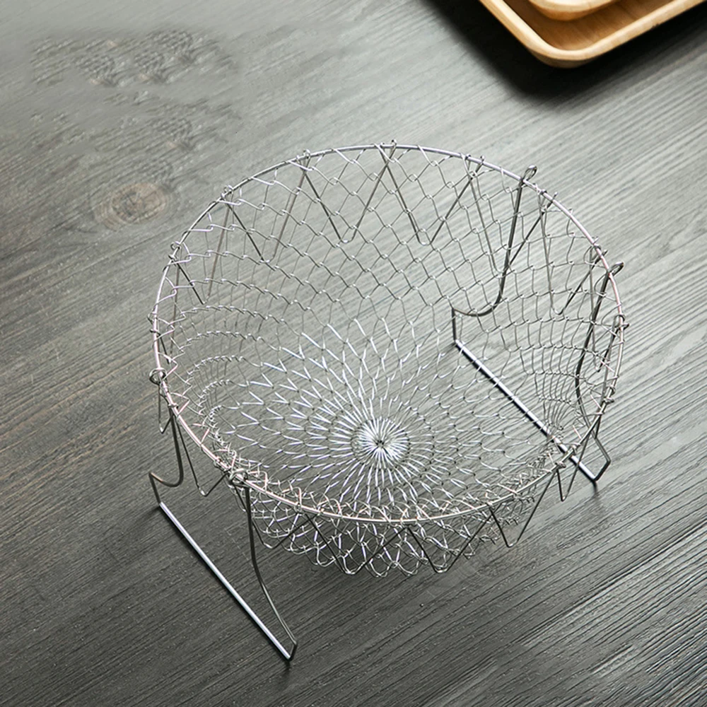 Складная промывка паром французская корзина шеф повара сетчатая сетчатый фильтр