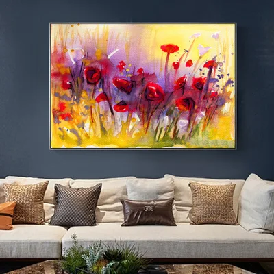 Абстрактная акварельная картина с изображением растений цветов сердечника