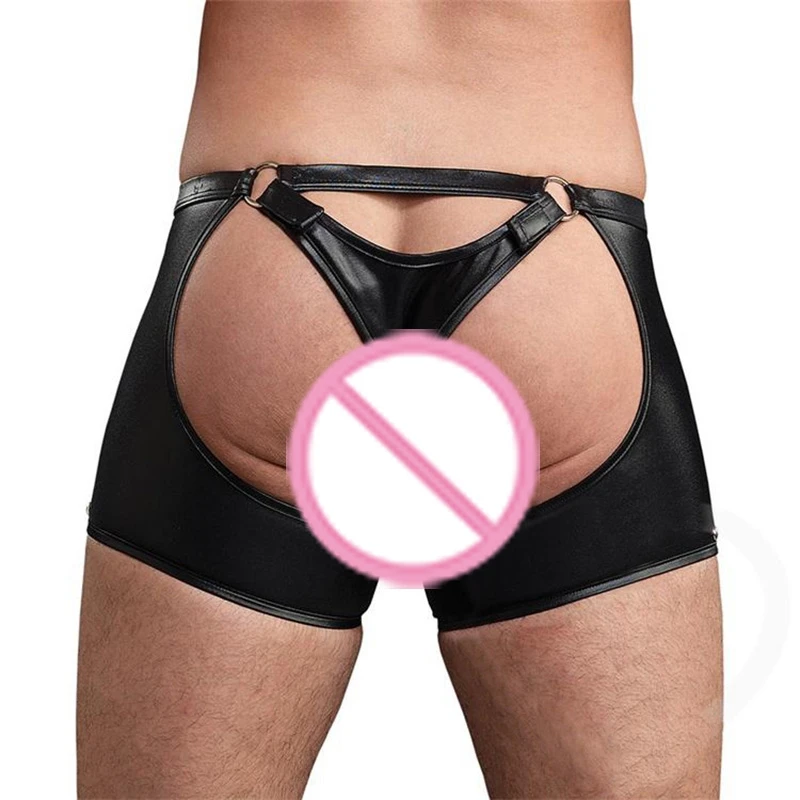 Хит продаж сексуальные мужские шорты из искусственной кожи с заклепками