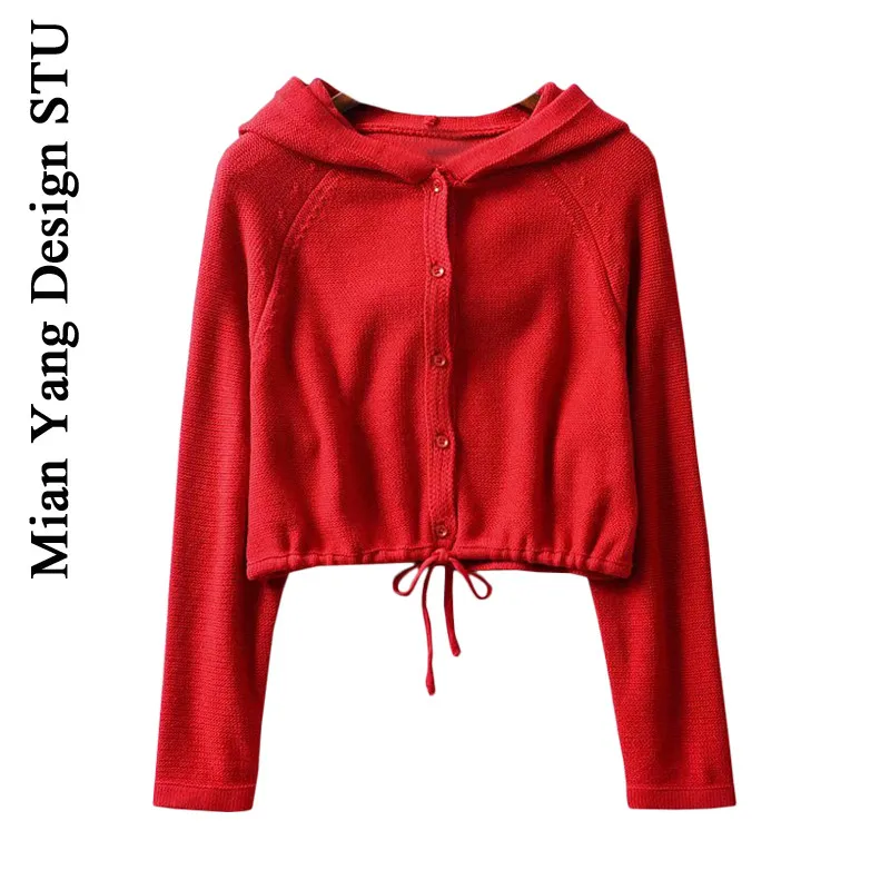 Ретро однотонные Цвет вязаный кардиган на пуговицах Осенняя Женская обувь Новая