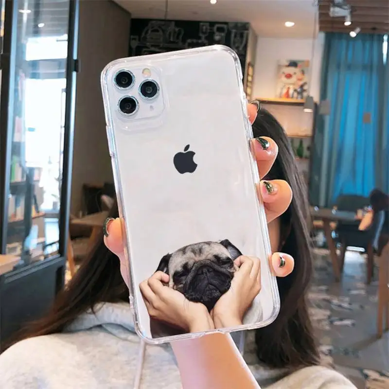 

Pug Dog French Bulldog Phone Case Transparent soft For iphone 5 6 7 8 11 12 s c se plus mini x xs xr pro max cover shell funda