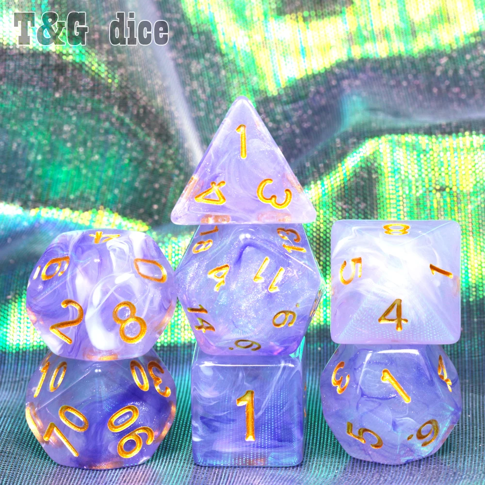 Набор игральных костей DnD для игры в ролевые 7 нежных игр D4 D6 D8 D10 D12 D20 Подарочная
