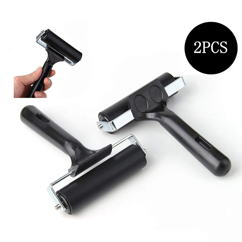 

2PCS 4-Inch Rubber Brake Roller Soft Rubber Brake Rubber Drum Paint Brush Ink & 2 Pcs DIY Flower Pot Silicone Mold