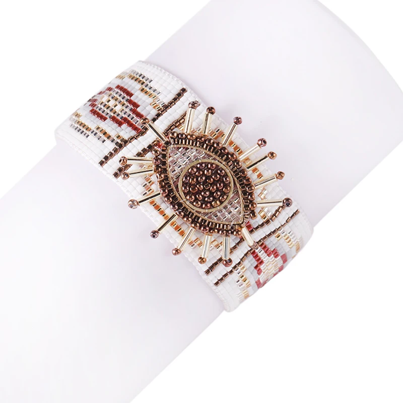 

BLUESTAR Fashion Handmade Woven Miyuki Beads evil Eyes Tassel Bracelet For Women Lips Bohemian Pulseras Jewelry