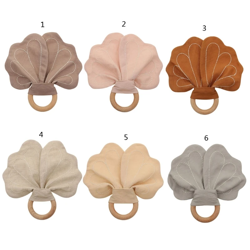 

Baby Wooden Teether Embroidery Flowers Comforting Toys BPA Free Wood Rodent Rattle Newborn Stroller Educational Toys