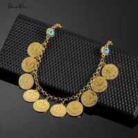 50cm fashion classic money coin crystal pendant necklace muslim evil eye necklace for women middle eastern arab jewelry gifts