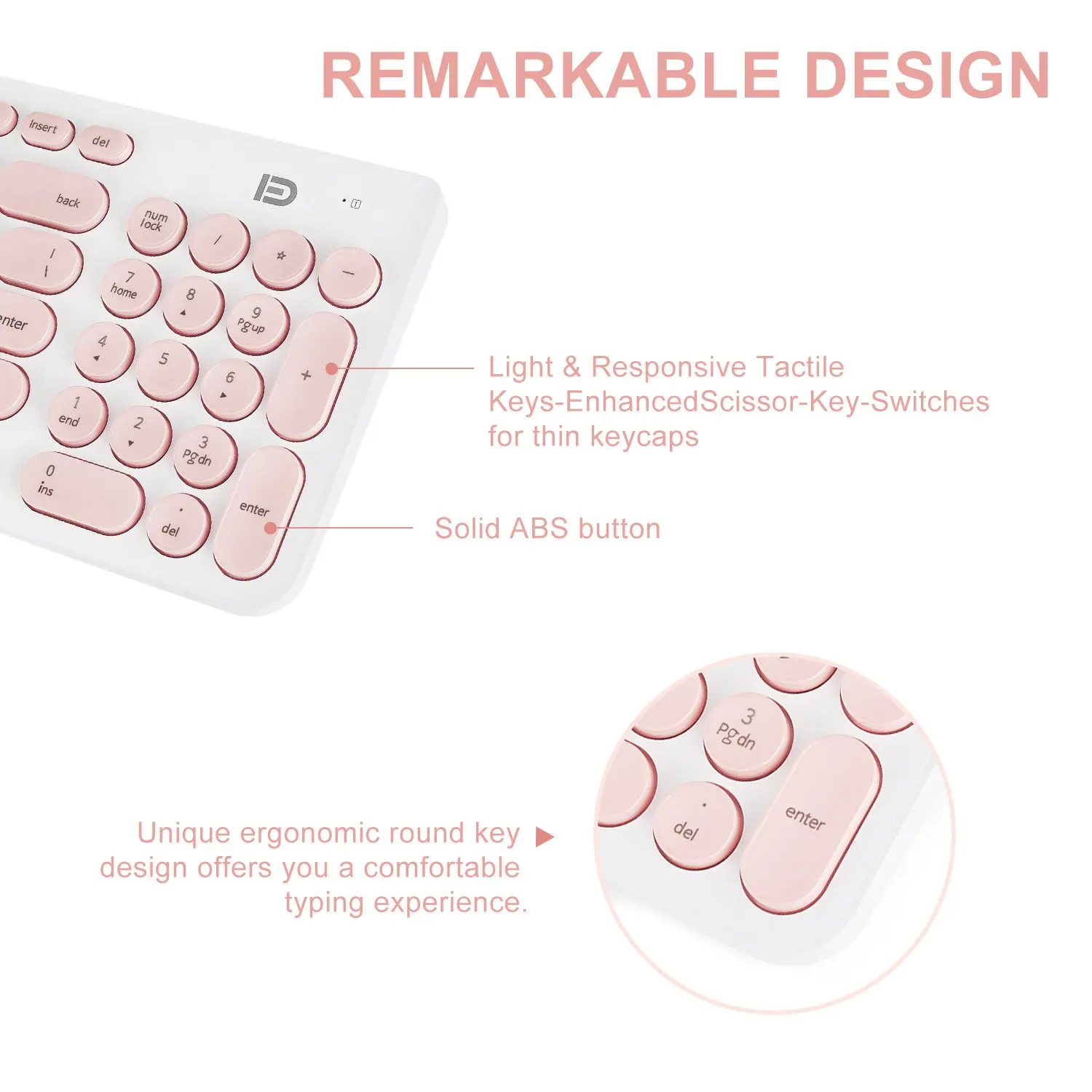Беспроводная клавиатура и мышь FD iK6630 2 4 ГГц Милая круглая клавиша умный