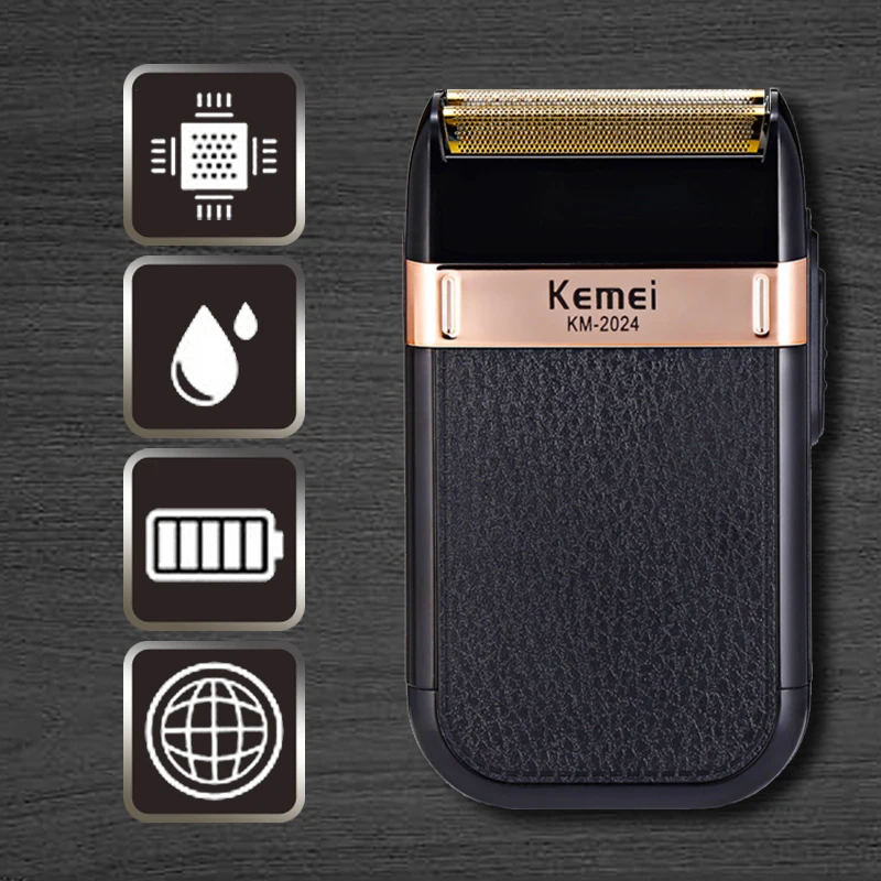 KEMEI новый станок для бритья USB зарядка поршневой двойной сетки золотой и