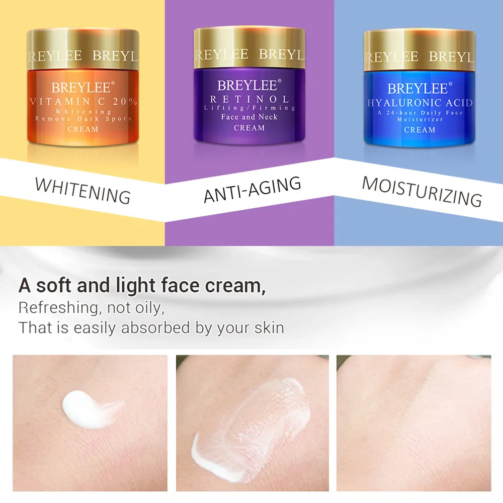 

BREYLEE Vitamin C Face Cream Hyaluronic Acid Moisturizing Retinol Whitening Anti Wrinkle Acne Treatment Nourishing Skin Care 40g