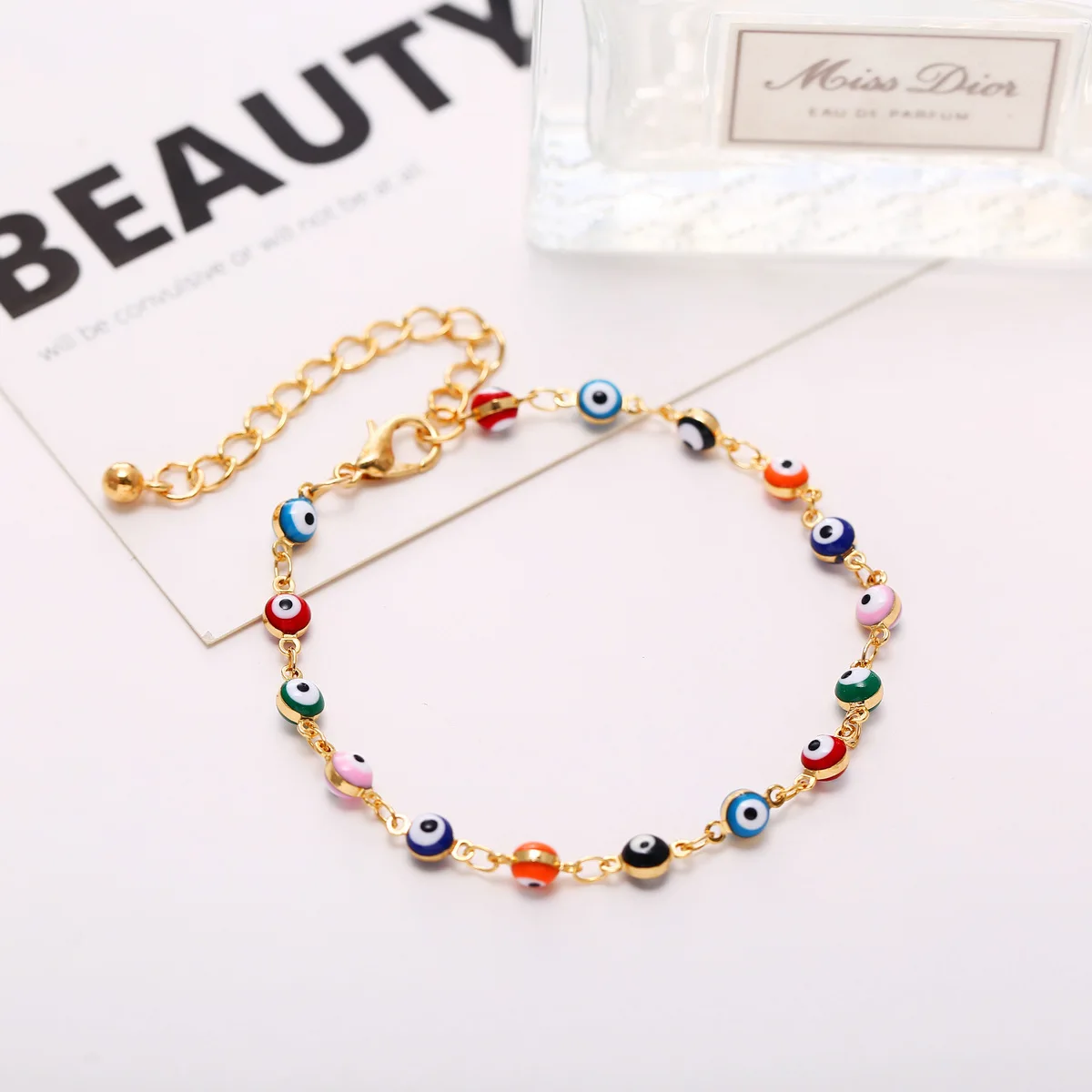 Золотистые и Серебристые бусины турецкие глаза браслет для женщин богемный