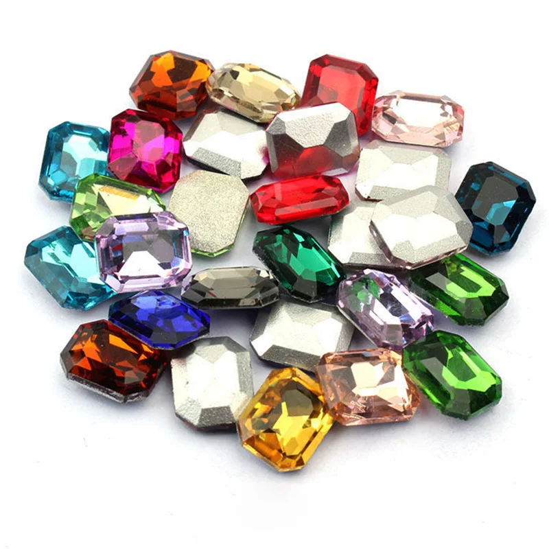 Горячая Распродажа блестящие Rect octagon с заостренным дном glass mix color Стразы для