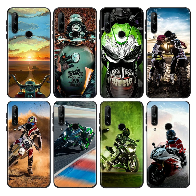 

Retro Moto Cross Motorcycle Silicone Cover For Huawei Honor 8S 2019 8C 8X Max 8A 2020 Prime 8 7S 7A Pro RU 7C Black Phone Case