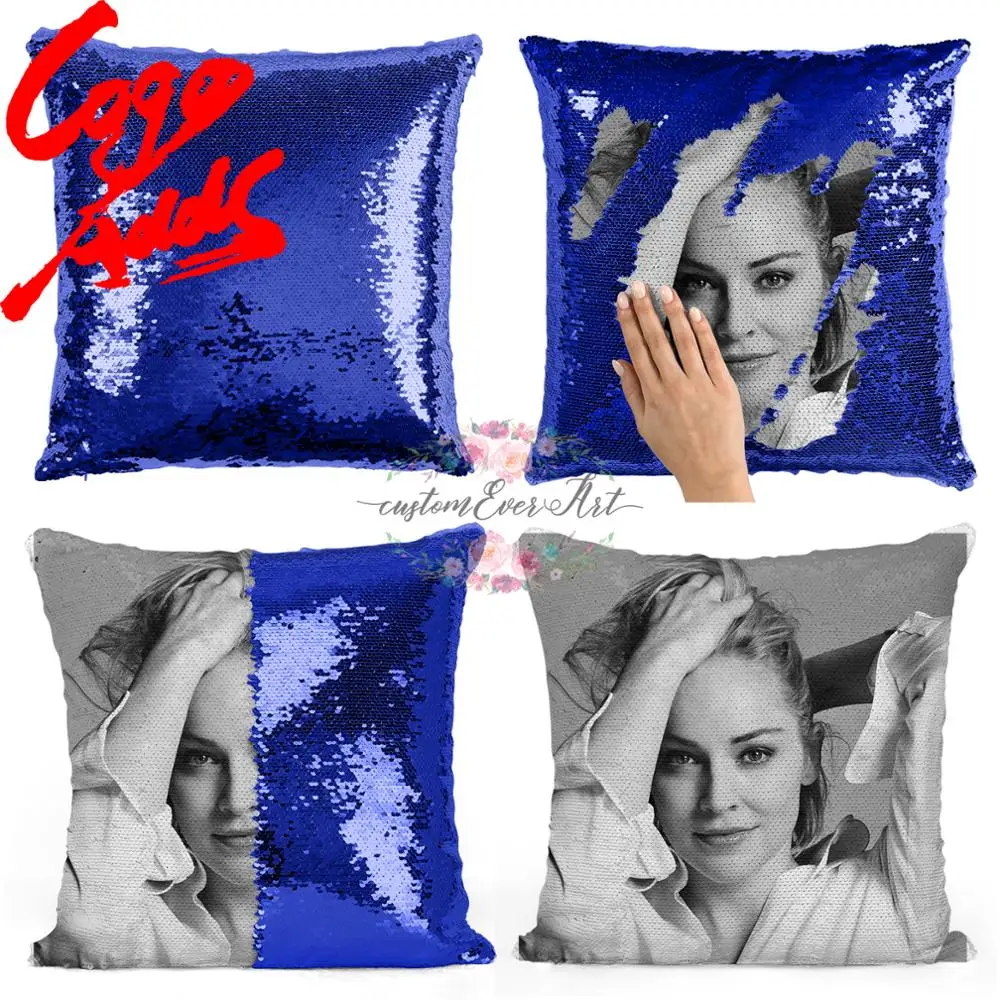 Подушка с блестками Sharon Stone | Наволочка Двухцветная подушка Подарок для нее Него