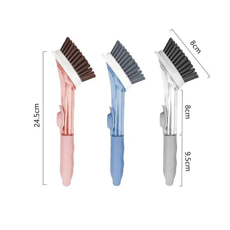 

Kitchen cleaning tools 2 in 1 long handle cleaning brush with removable brush sponge sponge dispenser dishwashing brush set