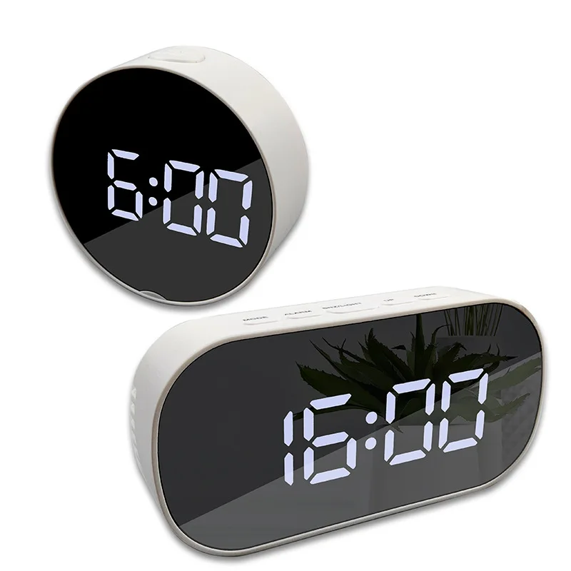 

Black Mirror LED Creative Alarm Clocks with Multi-Function Makeup Digital Display Simple Modern Design Clocks Home Decor