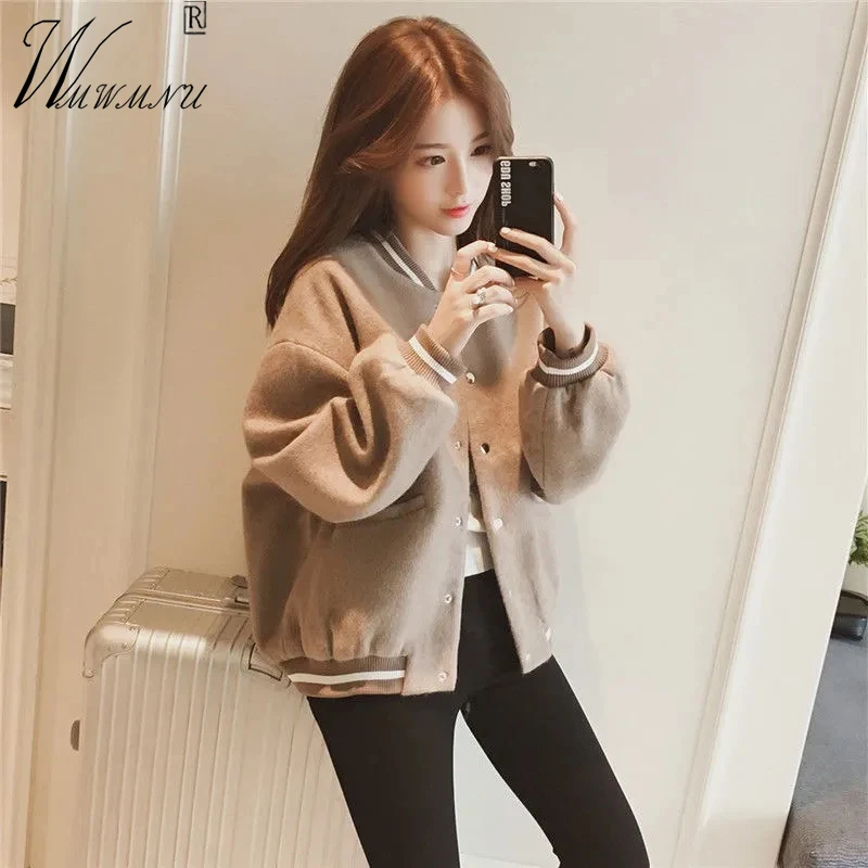 Женская Повседневная куртка-бомбер свободная бейсбольная куртка в полоску