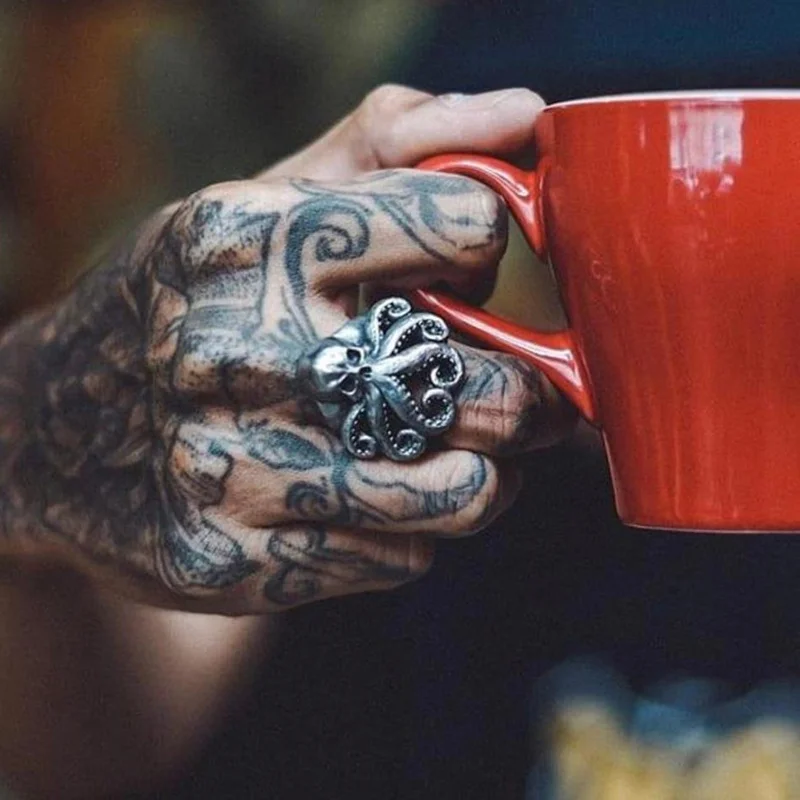 Кольцо EYHIMD мужское из нержавеющей стали 316L с черепом осьминога - купить по