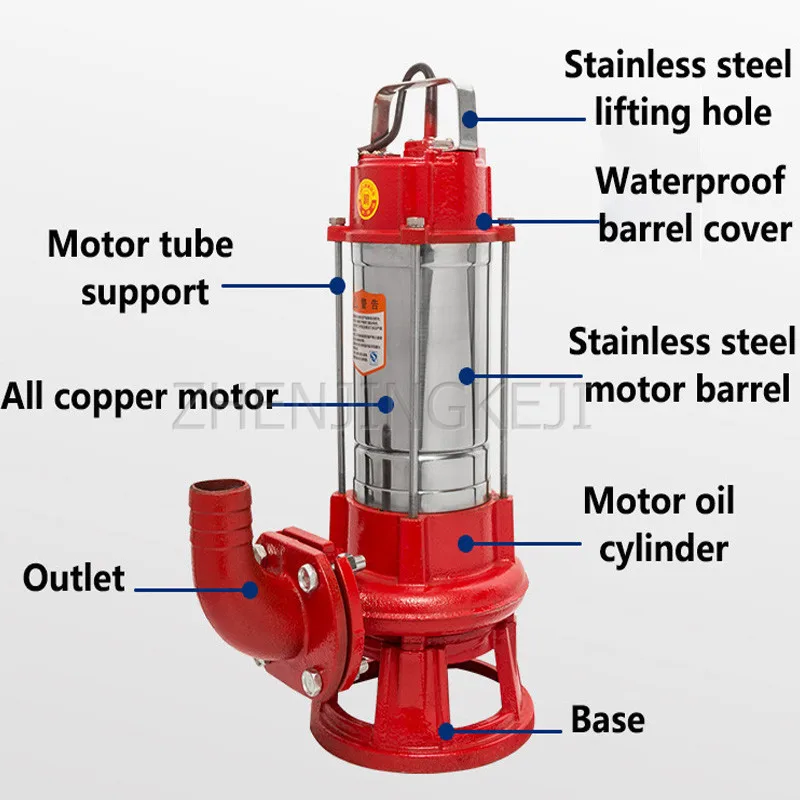 1500 Вт режущий насос для сточных вод 220 В бытовой 380 зеркальный навоза грязевой