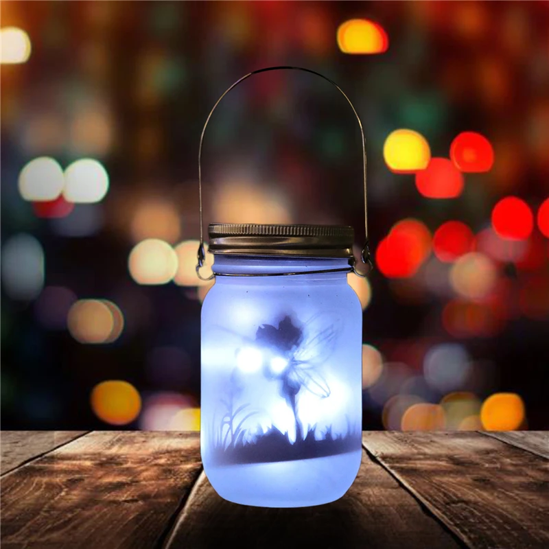 Solar Mason Light with Hanging Handle Jar Transparent Waterproof Outdoor Decoration | Glow Party Supplies