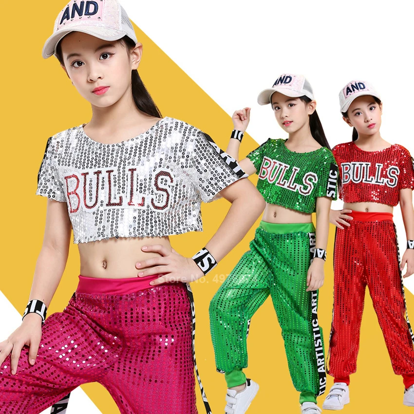 Костюм детский для джазовых танцев в стиле хип-хоп с блестками бальных