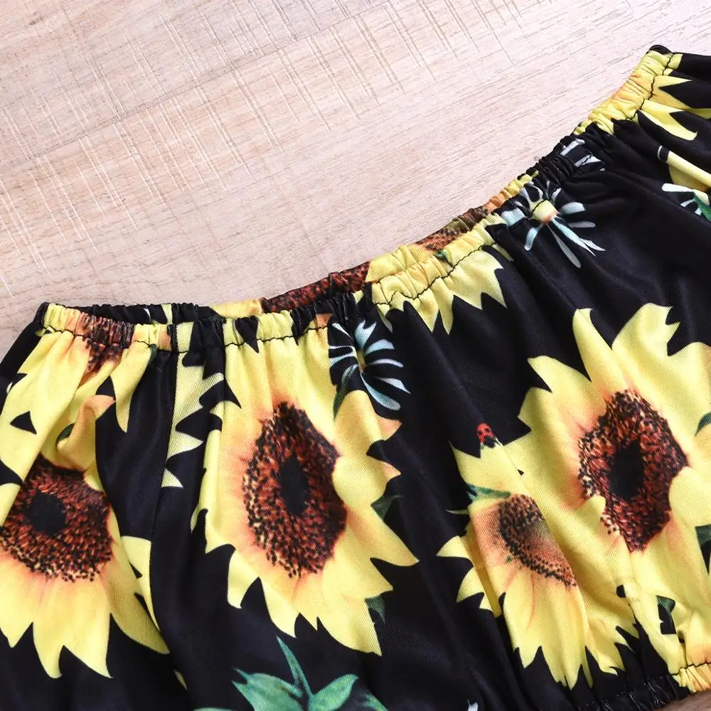 Топы с подсолнухами для девочек штаны длинными рукавами комплекты повседневной