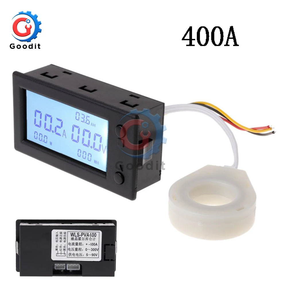 

100A 200A 400A STN LCD Hall Coulomb Counter Meter Voltmeter Ammeter Voltage Auto Battery Monitor AMP Power Capacity Indicatotr