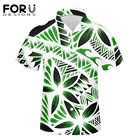 Зеленая гавайская рубашка FORUDESIGNS с цветочным узором для мужчин, Летняя Повседневная рубашка с коротким рукавом, мужские свободные Гавайские рубашки большого размера, мужская одежда