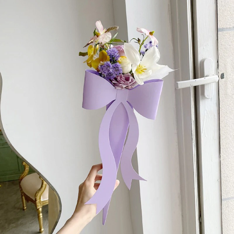 

10 шт. Нижняя упаковочная коробка, Подарочный пакет с бантом, упаковка для одного букета, подарочный бумажный пакет с композицией из роз, рома...