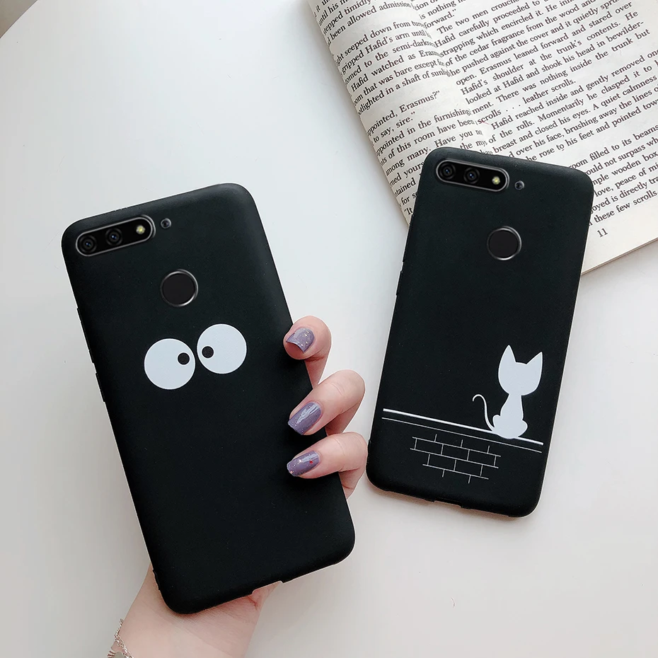 Силиконовый чехол для Huawei y7 Y 7 2018 милые Мультяшные чехлы телефонов матовый мягкий