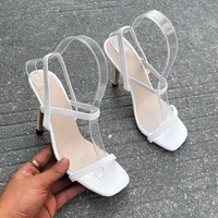 summer women sandals high heeled elastic band fine striptease pole dance dress social casual black and white free shipping