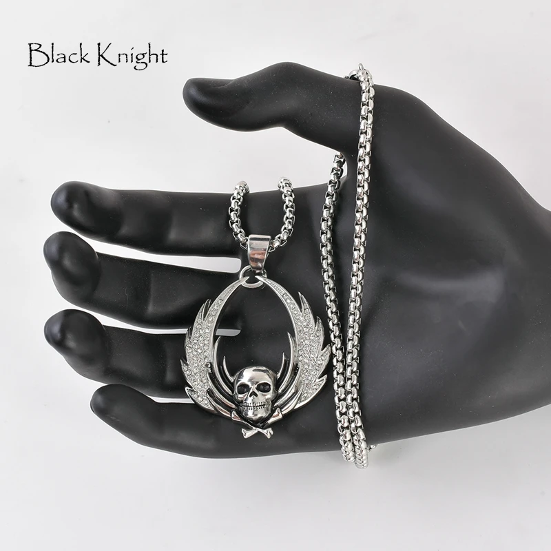 Цепочка с подвеской в виде черепа и крыльев из нержавеющей стали 316L|Ожерелья