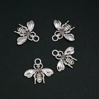 15pcslots 20x22mm antique silver plated bee charms insect pendants for keychain jewellery making supplies parts handmade kit