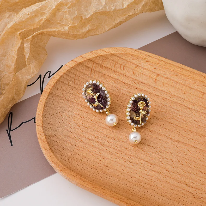 

Xiaoboacc S925 Silver Needle Hanging earrings Korean Fashion Retro Baroque Pearl Drop Earrings Wholesale