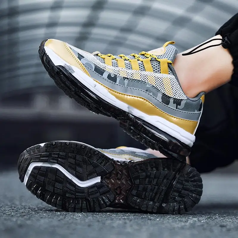 

Spring 2020 Running Shoes New Full Palm Air Cushion Leisure Sports Running Shoes Mesh Breathable Height Increasing Men Sneakers