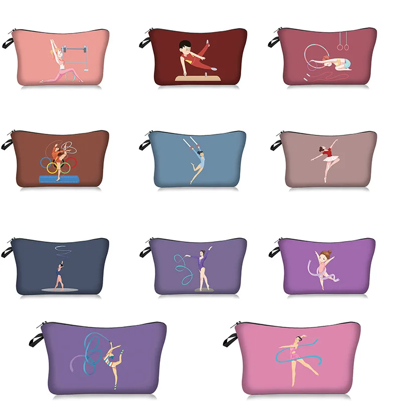 

Rhythmic Gymnastics Printed Cosmetic Bag Women Makeup Bags Ballet Dancer Girls Lipstick Holder Travel Beauty Organizer Case