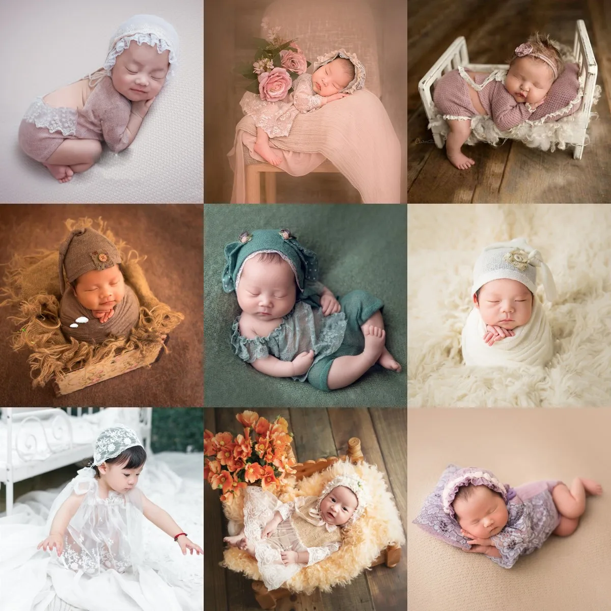 3 Pcs/set Baby Clothes Bonnet Pants Set Newborn Full Moon Photography Props Infants Photoshoot Styling Clothing Accessories