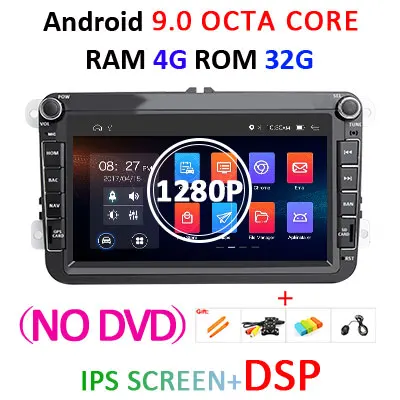4G 64G DSP ips 2 din Android 9,0 автомобильный dvd мультимедийный плеер gps для VW/polo/golf/passat/B6/B7/tiguan/skoda/seat/leon Автомагнитола FM - Цвет: 4G64GIPSDSPAHD nodvd