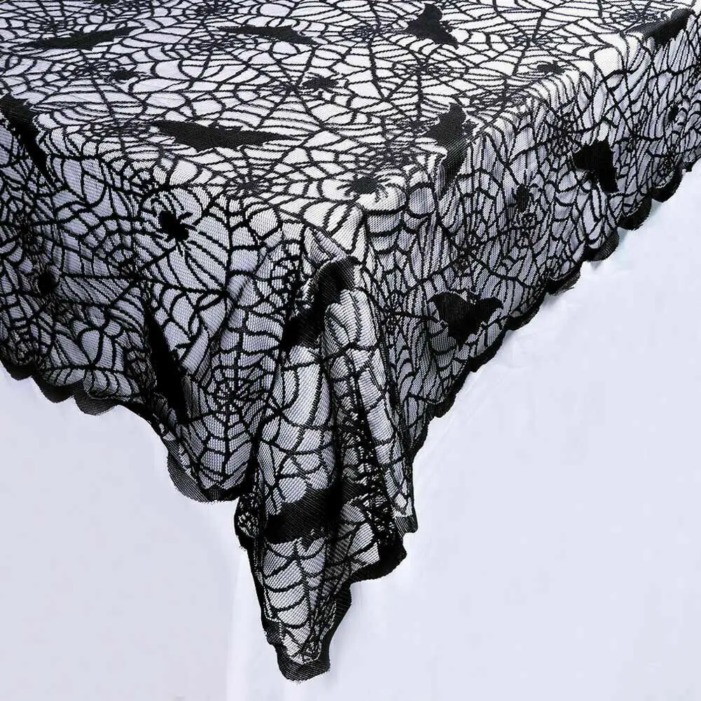 Новинка 1 шт. Черная кружевная скатерть в виде паутины для стола камин накидка