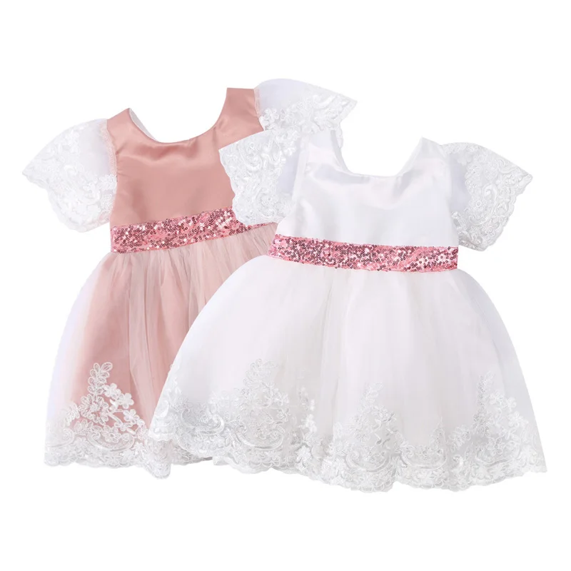

Pudcoco 0-5Y Dress Summer Baby Girls Sequined Short Sleeve O-Neck Princess Sweet Ball Gown Party Sundress Outfit Clothes