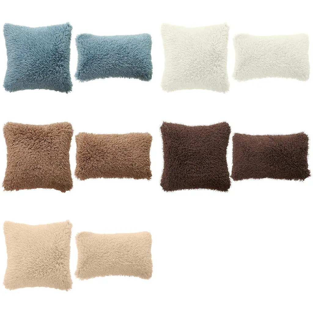 

Shaggy Plush Faux Fur Pillow Decorative Pillowcases Zipper Closure