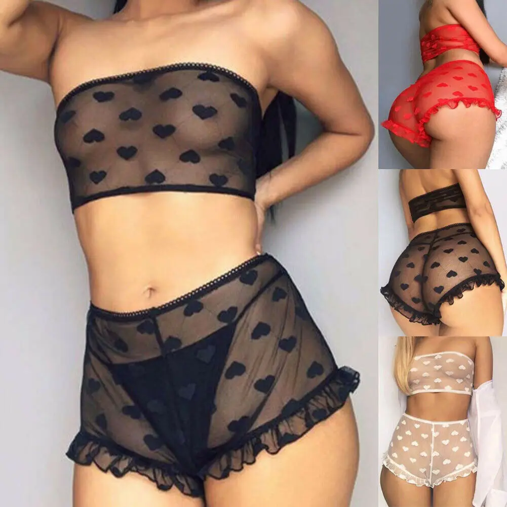

2Pcs Women Sexy Lace Lingerie Nightwear Babydoll Bra Panty Underwear Outfits Set