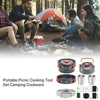 ultra light stainless camping cookware utensils set outdoor picnictableware camping hiking cooking pot picnic set