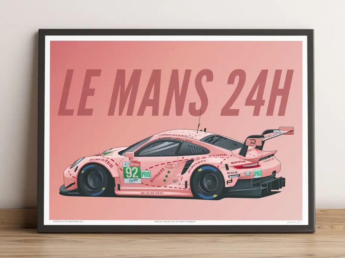 Классический гоночный автомобиль Le Mans 917 цветов Ранняя живопись домашний декор