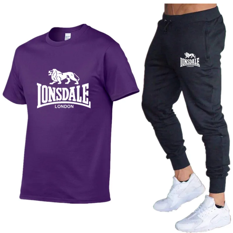 Летние Забавные футболки футболка с коротким рукавом и брюки Lonsdale уличная