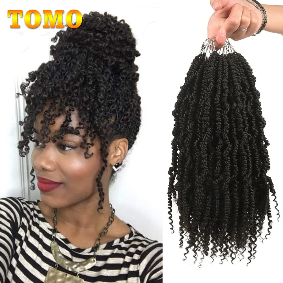 TOMO Bomb Twist Crochet Braids Pre-looped Passion Twist Crochet Hair Ombre Spring Twist Synthetic Braiding Hair Extensions 14"